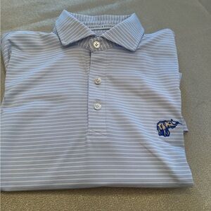 Gentlemen's Light Blue Striped Polo by [Brand]